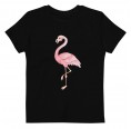 Schwarzes Bio T-Shirt für Mädchen mit Flamingo Print » earlyfish