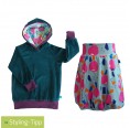 Outfit-Tipp: Kinder Hoodie Petrol/Pink Apple + Ballonrock | bingabonga