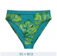 Monstera grün/petrol Recycelte High Waist Bikinihose » earlyfish