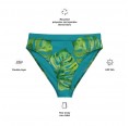 Recycelte High Waist Bikinihose Monstera grün/petrol & LSF 50+ » earlyfish