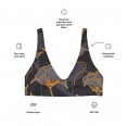 Recyceltes, gepolstertes Bikini-Oberteil mit Tropical Black Alloverprint & LSF 50+ » earlyfish