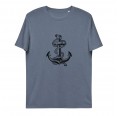 Unisex Bio-T-Shirt mit Anker-Print Dark Heather Blue » earlyfish