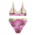 Tropical Flower Recycelter High Waist Bikini pink/grün - Rückseite » earlyfish