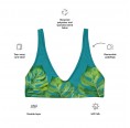 Recyceltes, gepolstertes Bikini-Oberteil mit Print Monstera grün/petrol & UV-Schutz 50+ » earlyfish