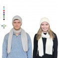Alpaka Strickmütze & Schal, weiß, unisex | Albwolle