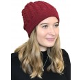 Albwolle Alpaka Wollmütze mit Zopfmuster für Damen, Rot