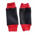 Ulalü Kinder Beinstulpen mit Kontrastbündchen Anthrazit/Rot - Bio Walkwolle