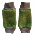 Ulalü Kinder Beinstulpen mit Kontrastbündchen olive/beige - Bio Walkwolle