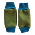 Ulalü Kinder Beinstulpen mit Kontrastbündchen olive/blau - Bio Walkwolle