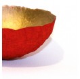 Fair Trade Dekoschale aus Recycling Baumwoll-Papiermaché Rot/Gold » Sundara