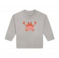 Hellgraues Baby Sweasthirt aus Bio-Baumwolle - Krabbe Print » earlyfish