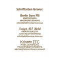 Schriftarten für Lasergravur Zwiebelbrett, Olivenholz, D.O.M.