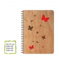 Echtholz Notizbuch Schmetterlinge rot & Öko Papier