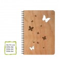 Echtholz Notizbuch Schmetterlinge weiß & Öko Papier