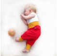 Baby Bio Sweathose rot mit gelbem Bündchen | bingabonga