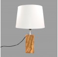 Holzlampe mit rechteckigem Olivenholz-Lampenfuß & Lampenschirm beige-weiß von D.O.M.