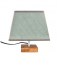 Holz-Tischlampe Olivenholzguß Quadrat & Textilschirm olivgrün » D.O.M.