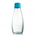 Retap 05 Öko Design Glas Trinkflasche, Deckel hellblau