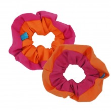 Zweifarbige Scrunchies Bio-Baumwoll-Jersey Pink/Orange