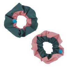 Zweifarbige Scrunchies Bio-Baumwoll-Jersey Jade/Altrosa