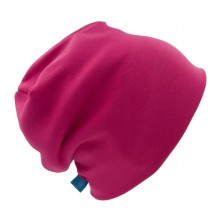 Winter Mütze 'Line Uni'– Bio-Jersey & Bio-Baumwollfleece, Pink/Aubergine one size für Erwachsene