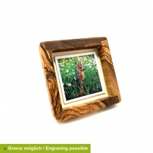 Quadratischer Bilderrahmen aus Olivenholz 8x8 cm, Gravur möglich