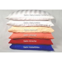 Kissenbezüge in 5 Farben aus Bio-Baumwolle für Speltex Sofakissen 40x40 cm, Weiß-Streifen (Satin)