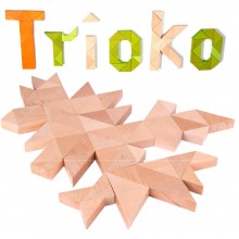 Trioko Dreiecke Holzbausteine in Natur, Grün oder Orange