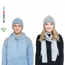 Alpaka Set Strickmütze & Schal – 100% Baby Alpaka, Unisex Design, Grau