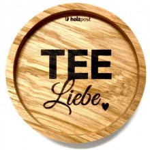 Holzuntersetzer TEE Liebe – holzpost Getränkeuntersetzer massive Eiche