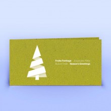 Mehrsprachige Weihnachtskarte Moderner Weihnachtsbaum auf Graspapier, DIN lang
