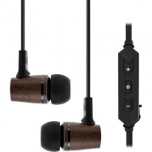 Headset mit Kabelmikrofon und Funktionstaste – In-Ear-Kopfhörer aus Walnuss Echtholz, Bluetooth 4.1