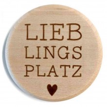 Holzpost Trinkglas-Abdeckung aus Buchenholz – Lieblingsplatz (Modell 1)