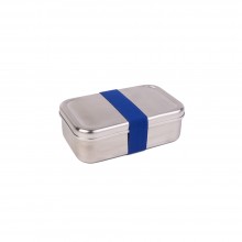 Premium Maxi Lunchbox Edelstahl mit farbigem Band, Dunkelblau