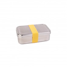 Premium Maxi Lunchbox Edelstahl mit farbigem Band, Gelb