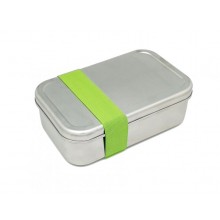 Premium Maxi Lunchbox Edelstahl mit farbigem Band, Grün