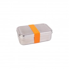 Premium Maxi Lunchbox Edelstahl mit farbigem Band, Orange
