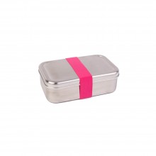 Premium Maxi Lunchbox Edelstahl mit farbigem Band, Pink