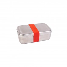 Premium Maxi Lunchbox Edelstahl mit farbigem Band, Rot