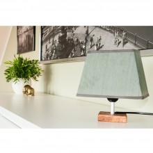 Tischlampe ELISABETH-MAXIMA Olivenholzsockel Quadrat & Textilschirm olivgrün
