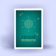 Weihnachtskarten Schneeflocke A6 hoch, 5er Set Türkis