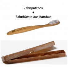Bambus Zahnbürste ecobamboo & Etui aus Flüssigholz, braun