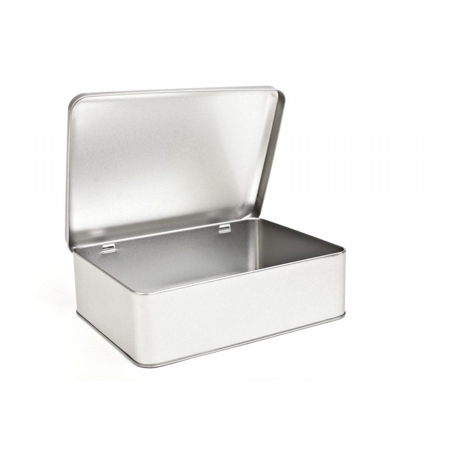Silver Biscuit Storage Tin, hinged lid 80 oz » Tindobo