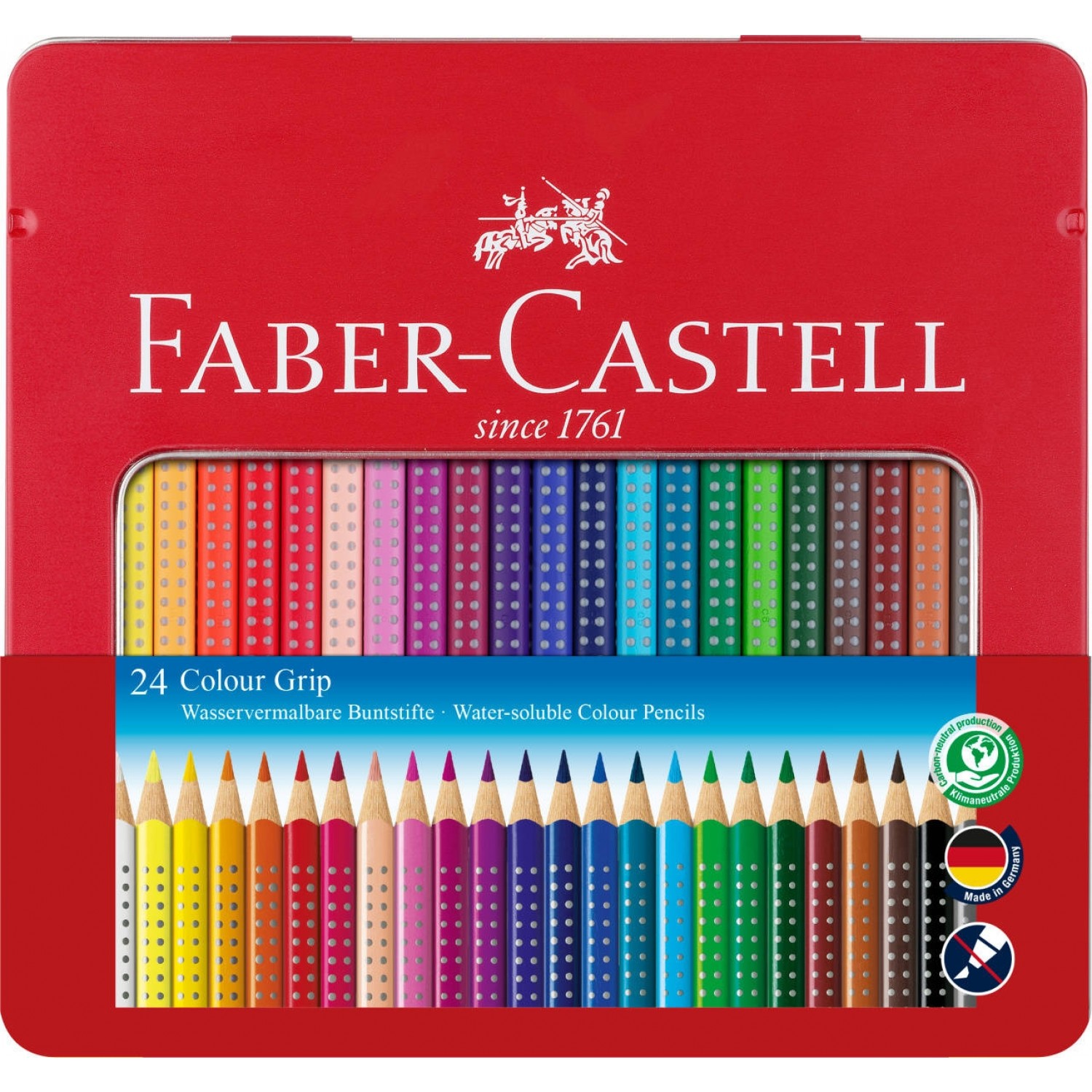 Faber-Castell Colour Grip Crayon 24 shades in tin
