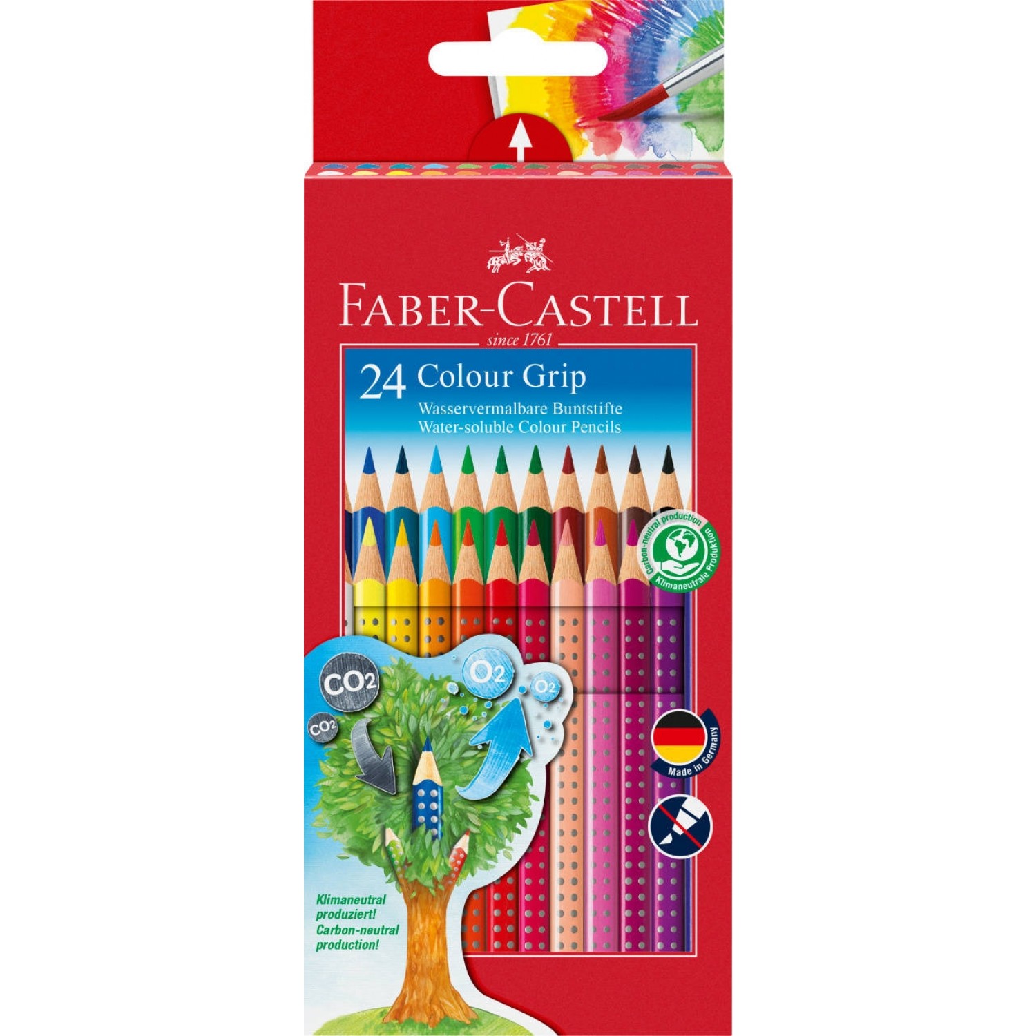 24 Eco Pencils Colour Grip Crayon Set cardboard wallet - Faber-Castell