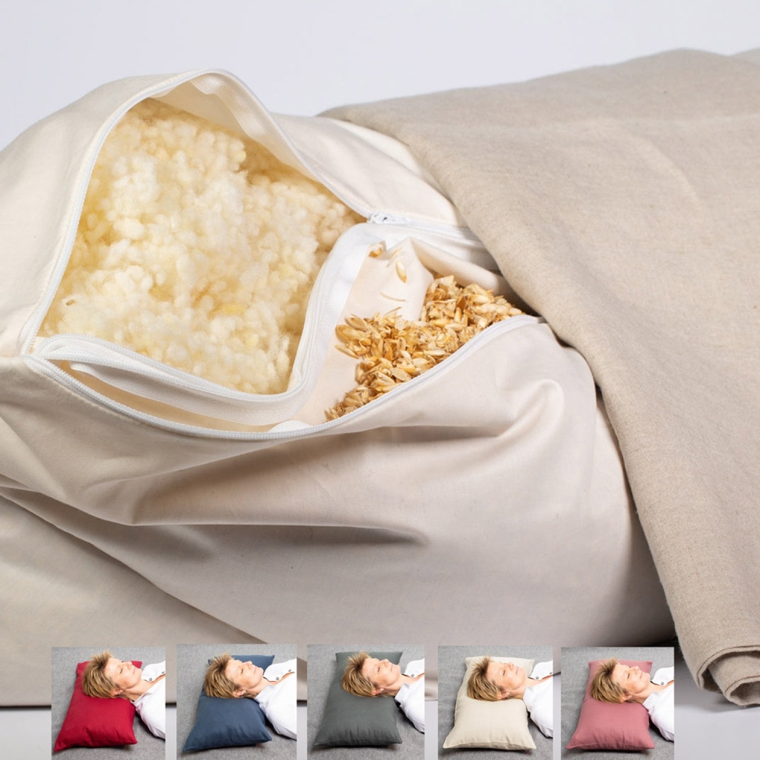 Organic Neck Support Pillow 2 chambers & linen pillowcase » nahtur-design