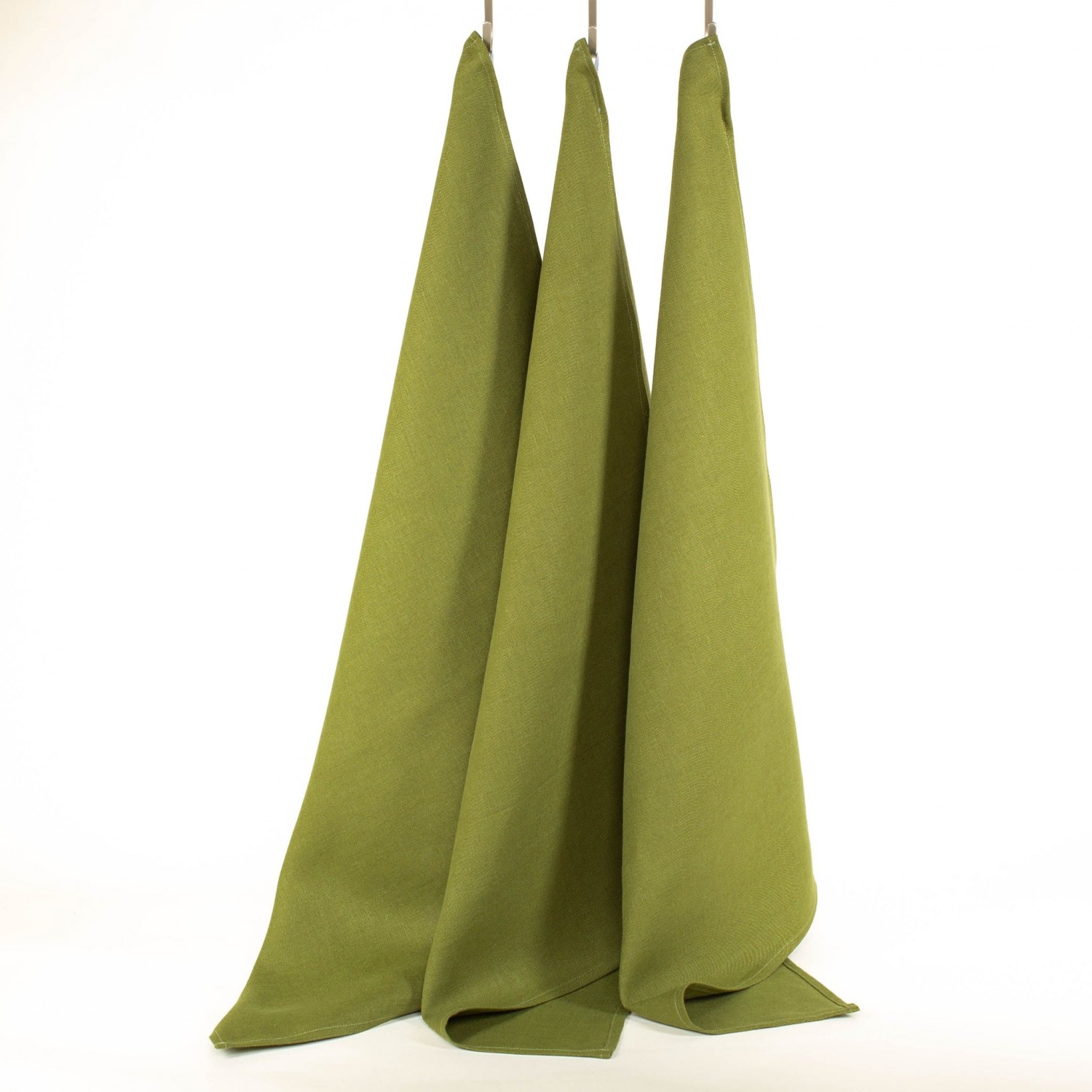 Linen Plain Tea Towel Set of 3 Moss
