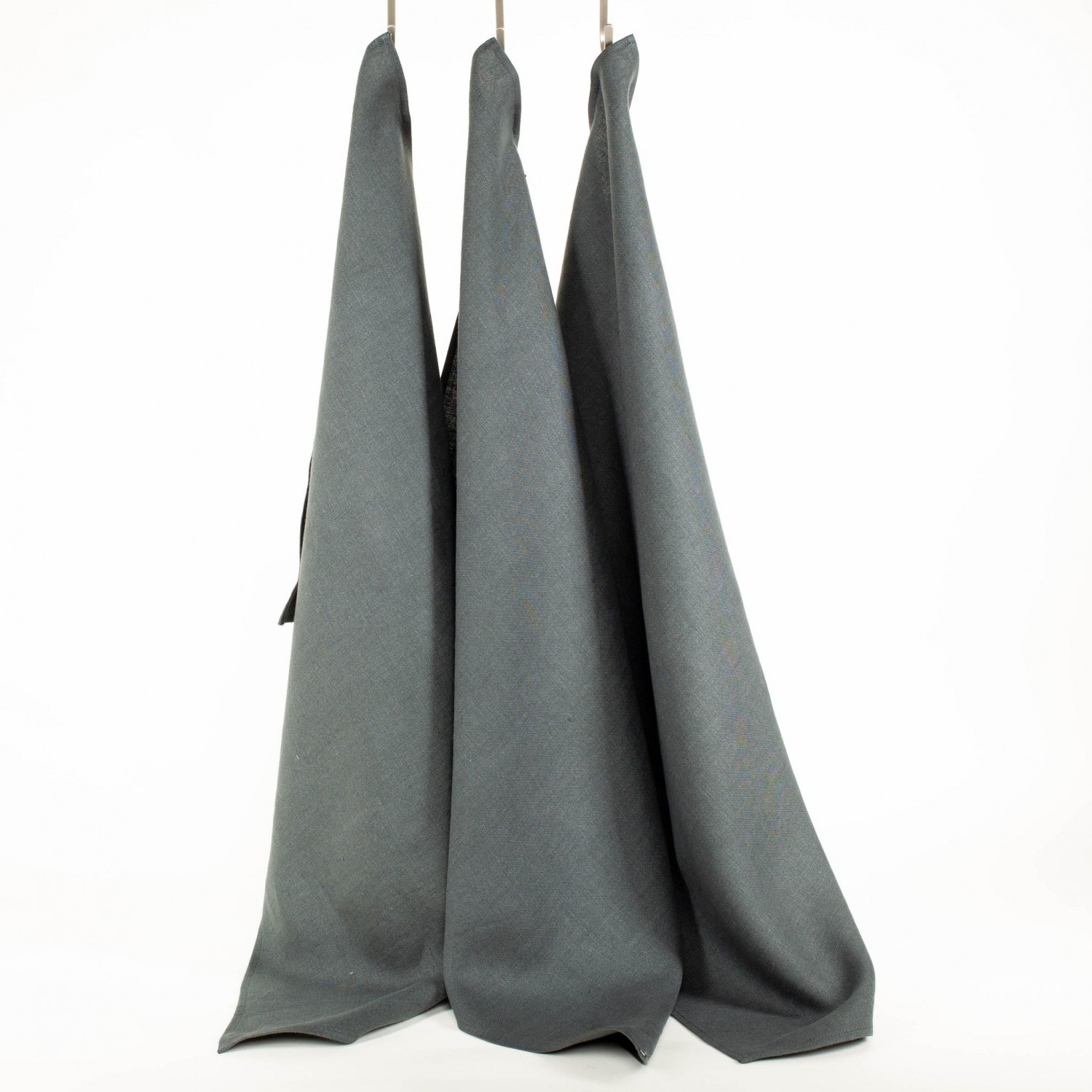 Linen Plain Tea Towel Set of 3 Anthracite » nahtur-design