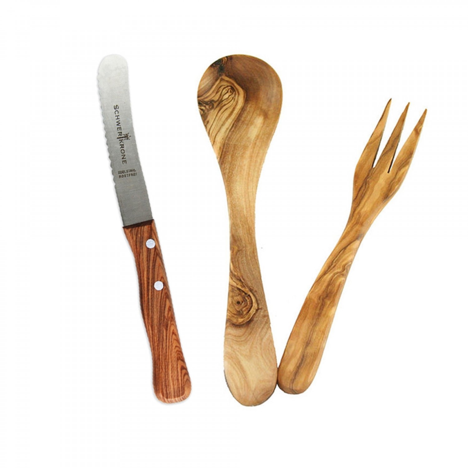 Olive Wood Breakfast Cutlery incl. Schwertkrone Knife | D.O.M.