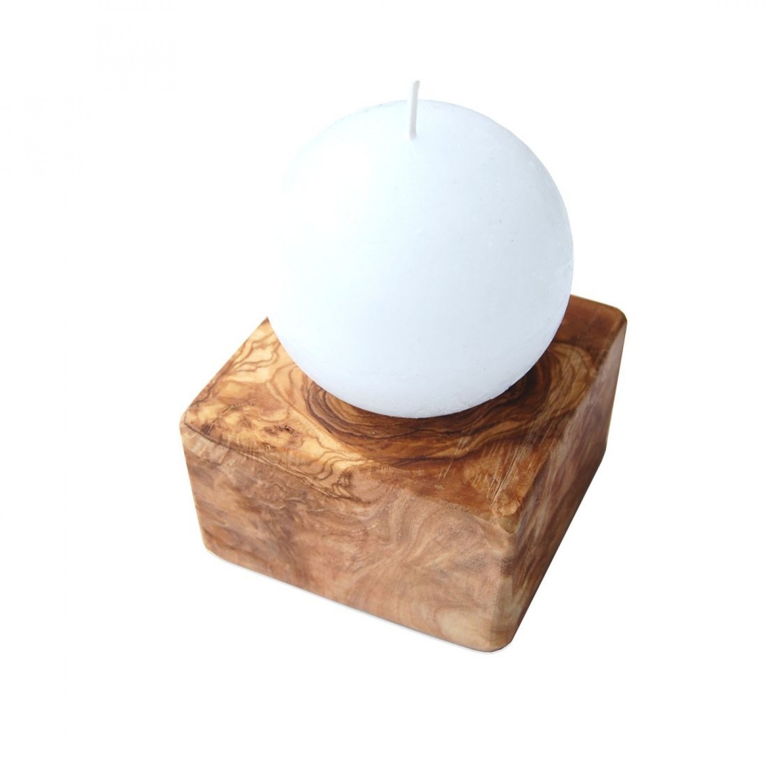 Candle Ball on olive wood candle holder PEDESTAL | D.O.M.